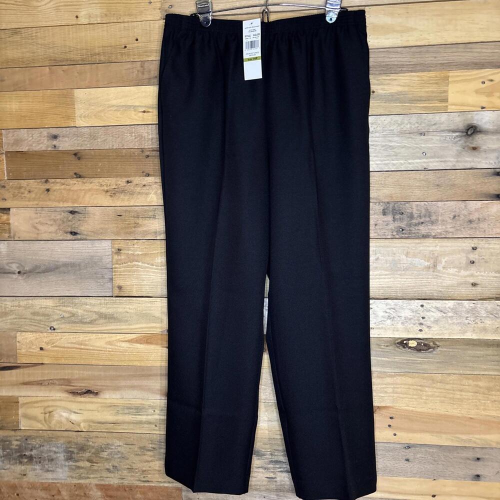 Alfred Dunner Pants Womens 14P Petite 09301 NWT Black Comfort Fit Stretchy Chic
